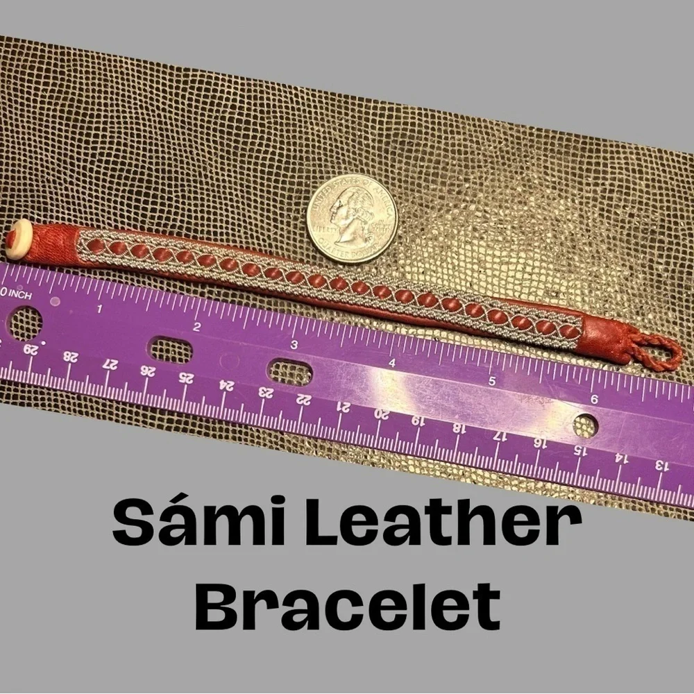 Traditional Sámi Red Leather Bracelet